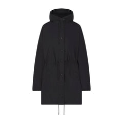 WOVEN COTTON OVERSIZED ANORAK | ONYX FLAT ON A WHITE BACKGROUND | FLT
