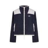 TEDDY BOXY ZIP UP JACKET | NAVY & LAYS FLAT ON A WHITE BACKGROUND | FLT