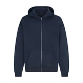 FLEECE LOUNGE MENS RELAXED ZIP UP HOODIE | NAVYFLAT ON A WHITE BACKGROUND | FLT