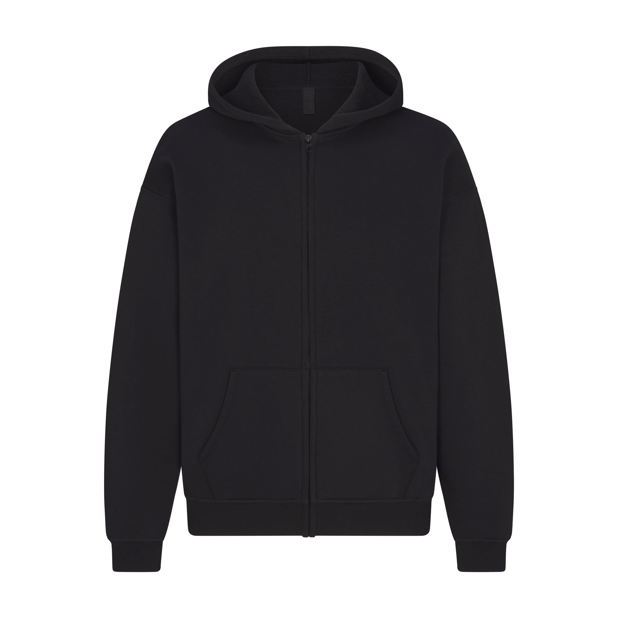 FLEECE LOUNGE MENS RELAXED ZIP UP HOODIE | WASHED ONYX (MENS SHORTS) FLAT ON A WHITE BACKGROUND | FLT