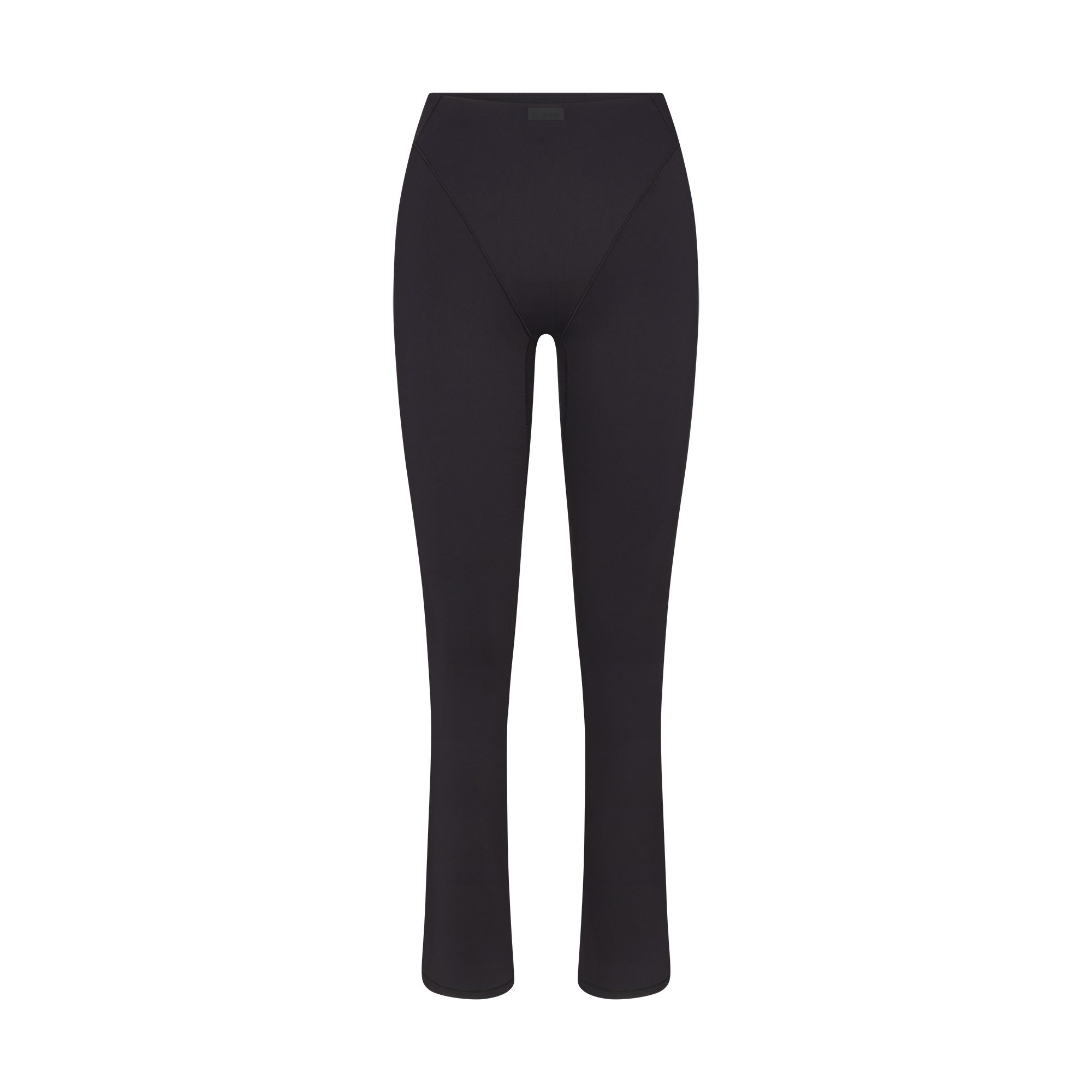 NikeSKIMS MATTE V-LINE 39" STRAIGHT LEGGING | OBSIDIAN FLAT ON A WHITE BACKGROUND | FLT