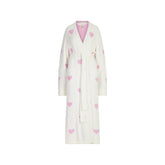 COZY KNIT UNISEX ROBE | IVORY SPACED HEARTS FLAT ON A WHITE BACKGROUND | FLT