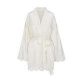 WOVEN SHINE LACE ROBE | IVORY FLAT ON A WHITE BACKGROUND | FLT
