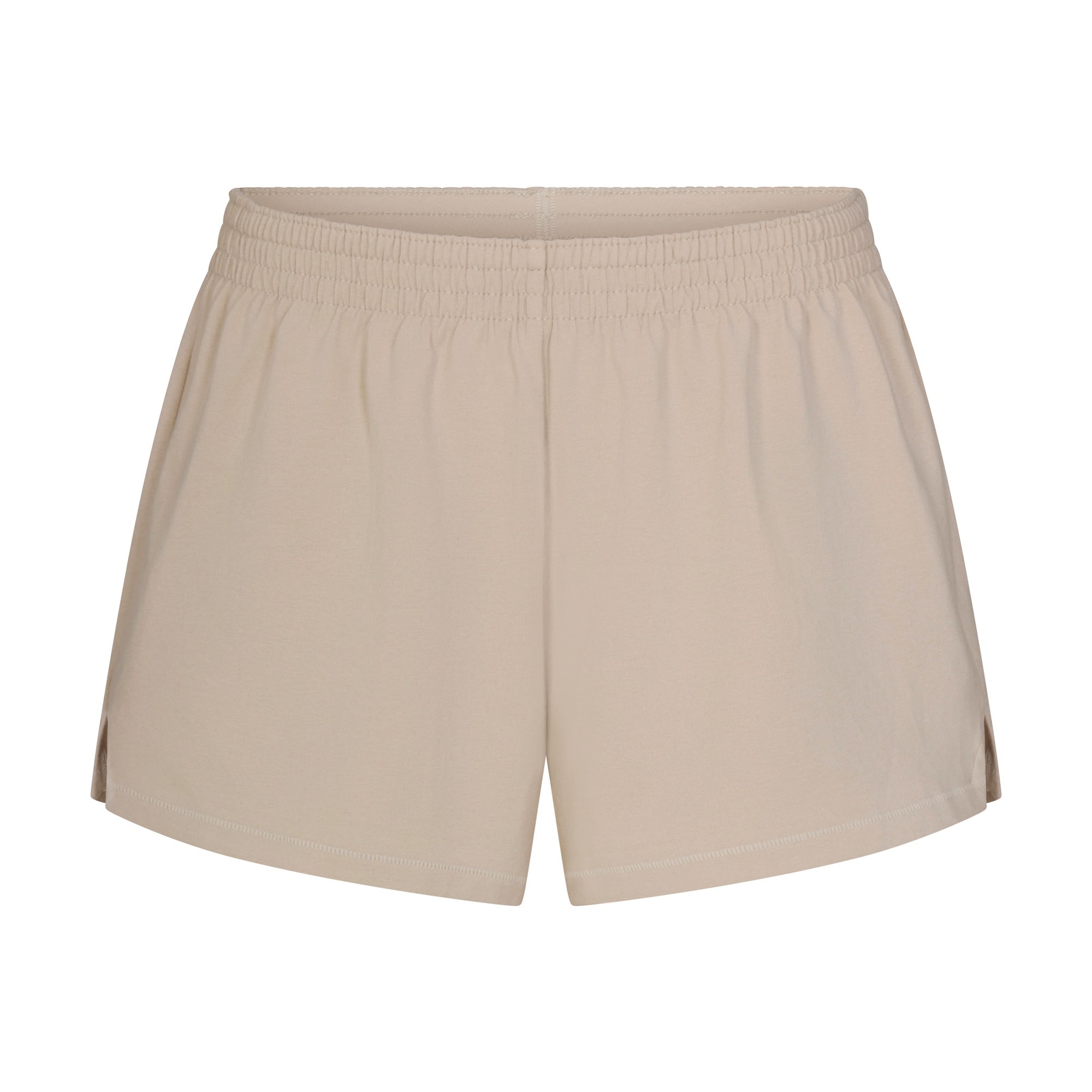 COTTON JERSEY LOOSE SHORT | STONE FLAT ON A WHITE BACKGROUND | FLT