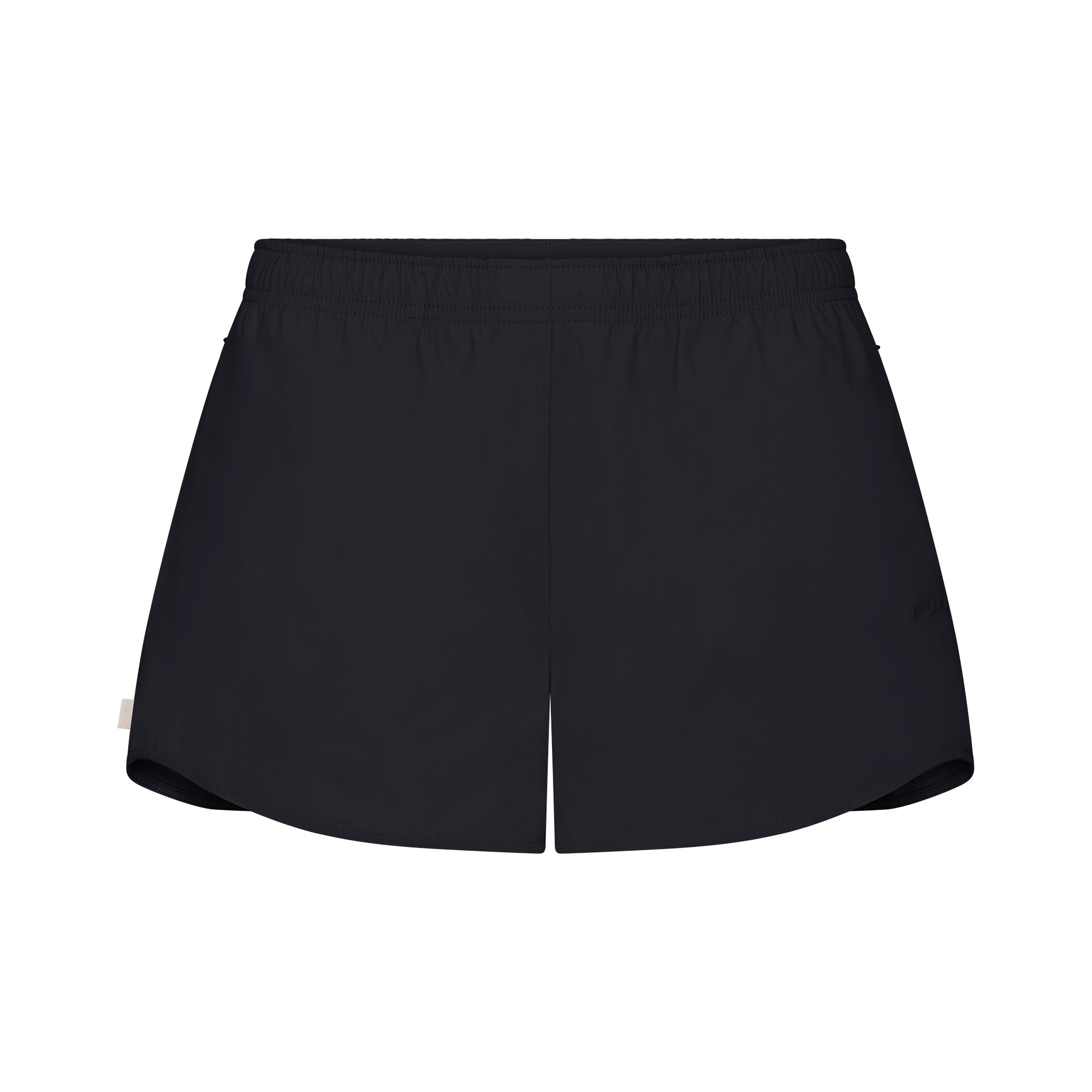 NikeSKIMS WOVEN NYLON 2.5" RUNNER SHORT | OBSIDIAN FLAT ON A WHITE BACKGROUND | FLT