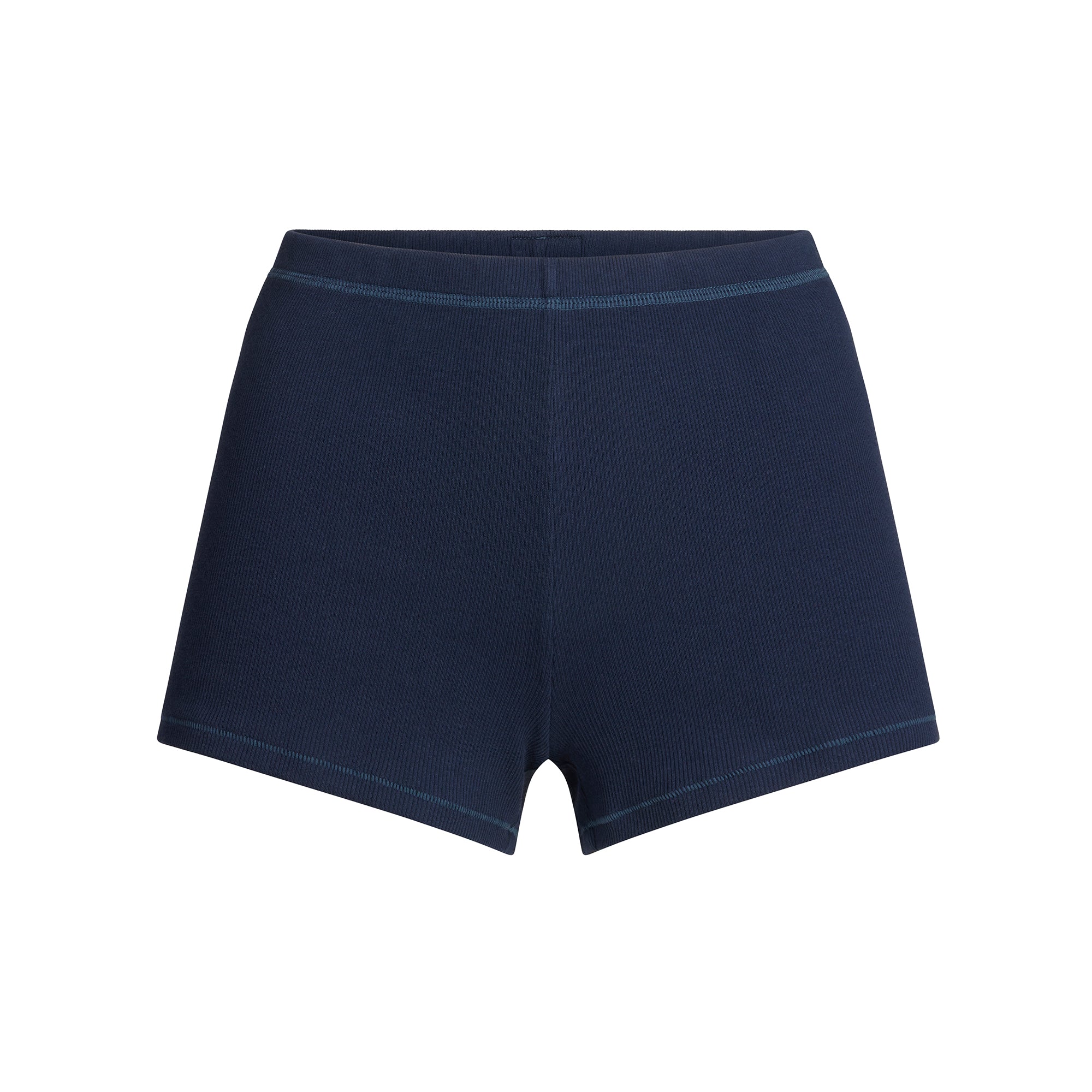 COTTON RIB LOOSE SHORT | NAVY FLAT ON A WHITE BACKGROUND | FLT