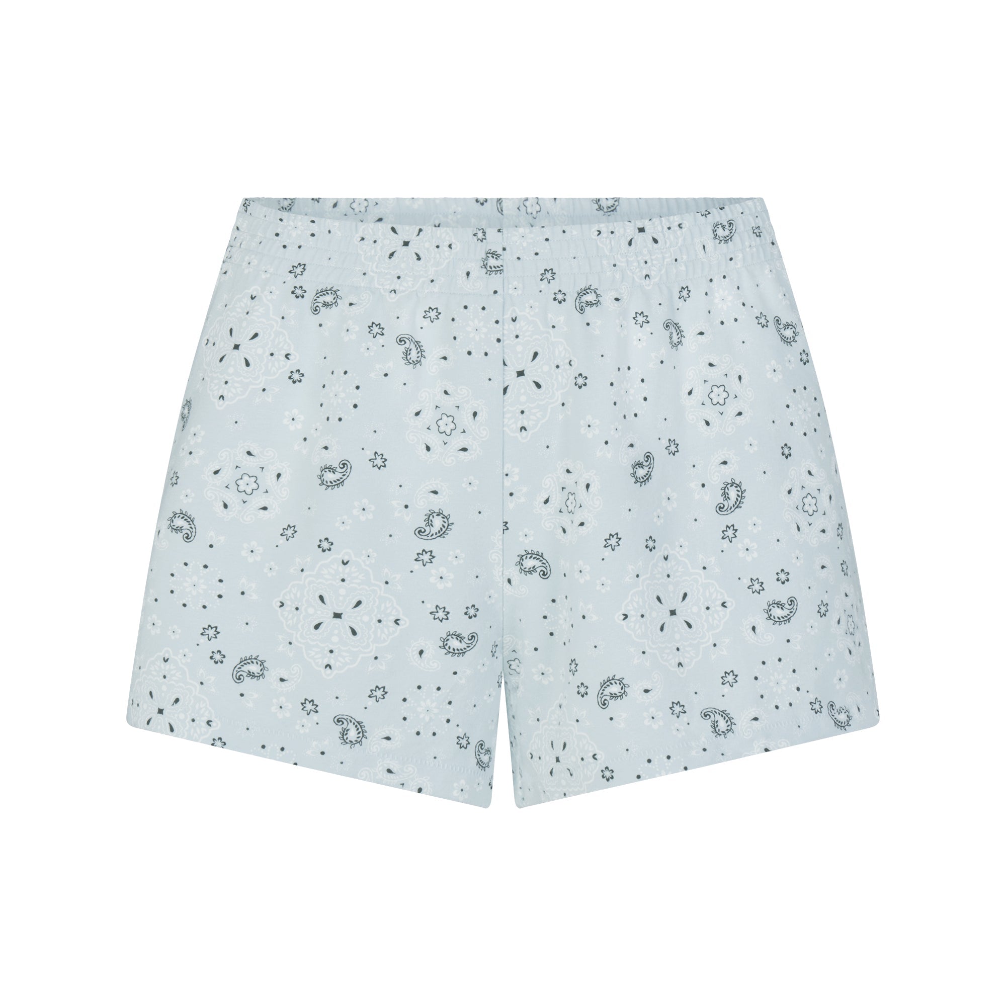 COTTON JERSEY LOOSE SHORT | POWDER BLUE BANDANA FLAT ON A WHITE BACKGROUND | FLT