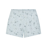 COTTON JERSEY LOOSE SHORT | POWDER BLUE BANDANA FLAT ON A WHITE BACKGROUND | FLT