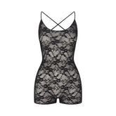 STRETCH LACE LOW BACK ONESIE | SOOT FLAT ON A WHITE BACKGROUND | FLT