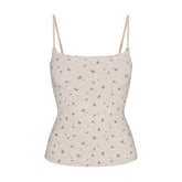 COTTON JERSEY CAMI | OATMEAL HEATHER HOLLY PRINT FLAT ON A WHITE BACKGROUND | FLT