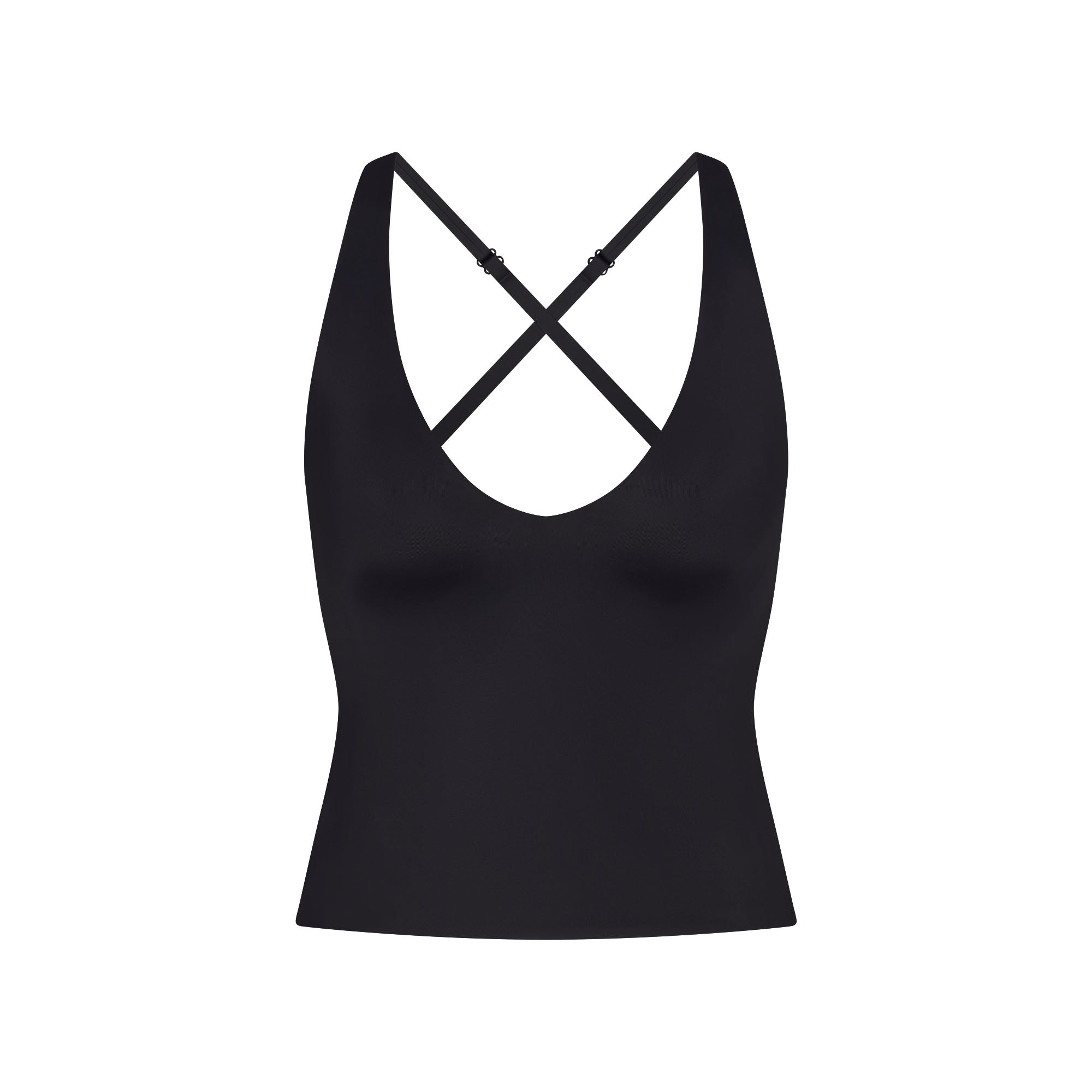 NikeSKIMS SHINE V-NECK TANK | OBSIDIAN FLAT ON A WHITE BACKGROUND | FLT