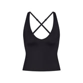 NikeSKIMS SHINE V-NECK TANK | OBSIDIAN FLAT ON A WHITE BACKGROUND | FLT