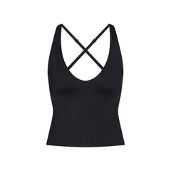NikeSKIMS SHINE V-NECK TANK | OBSIDIAN FLAT ON A WHITE BACKGROUND | FLT