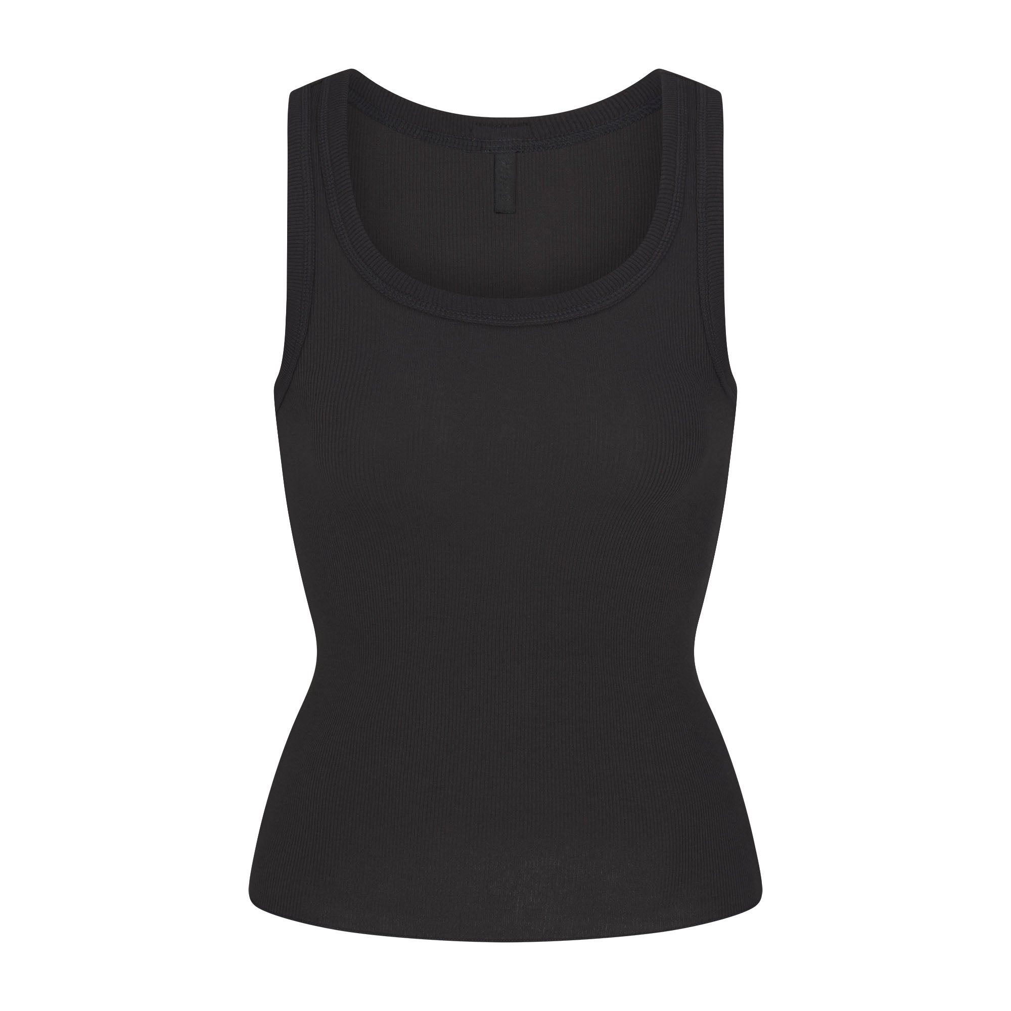 COTTON RIB SCOOP NECK TANK | SOOT FLAT ON A WHITE BACKGROUND | FLT