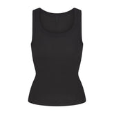 COTTON RIB SCOOP NECK TANK | SOOT FLAT ON A WHITE BACKGROUND | FLT