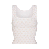 COTTON RIB TANK | OCHRE HORSESHOE PRINT FLAT ON A WHITE BACKGROUND | FLT
