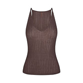 SHEER KNIT PLUNGE TANK | AMETHYST FLAT ON A WHITE BACKGROUND | FLT