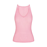 SHEER KNIT PLUNGE TANK | PEONY FLAT ON A WHITE BACKGROUND | FLT