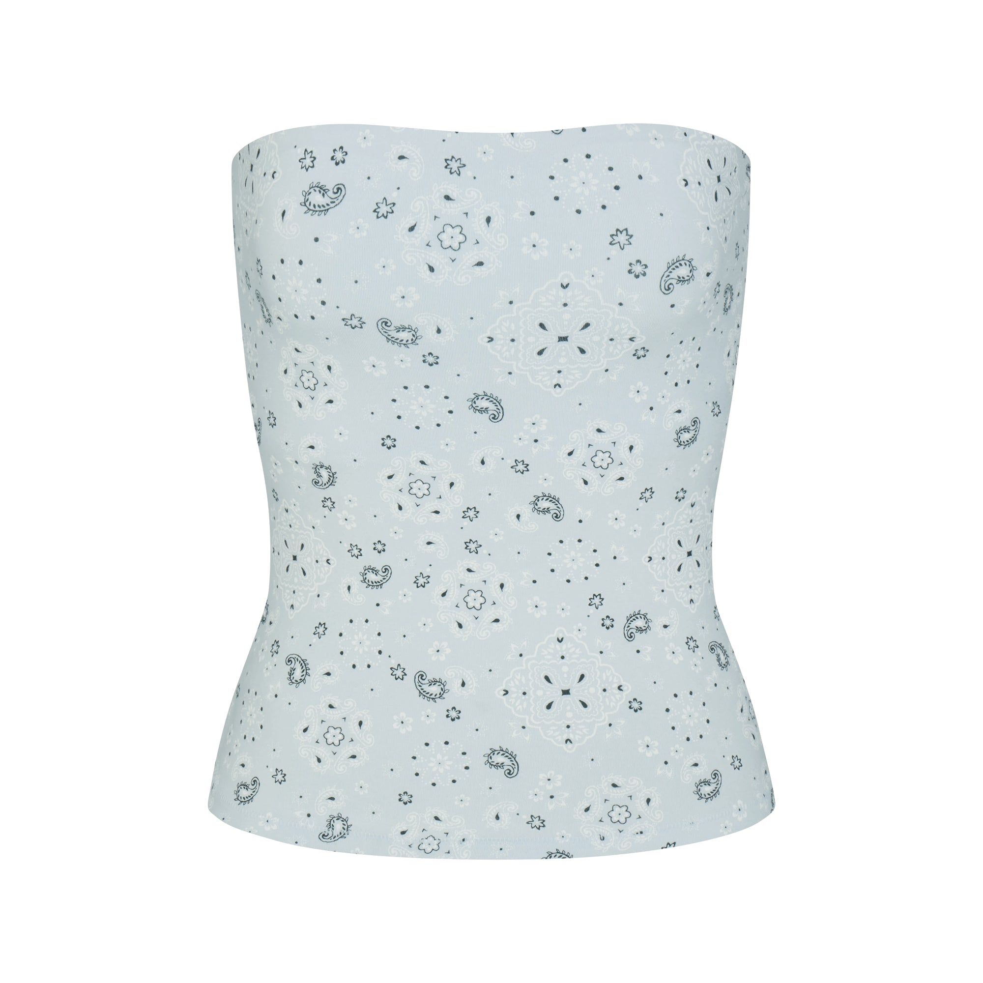 COTTON JERSEY TUBE TOP | POWDER BLUE BANDANA FLAT ON A WHITE BACKGROUND | FLT