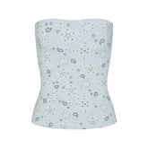 COTTON JERSEY TUBE TOP | POWDER BLUE BANDANA FLAT ON A WHITE BACKGROUND | FLT