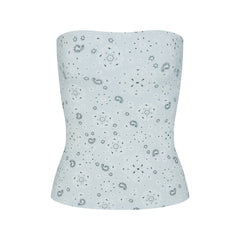 COTTON JERSEY TUBE TOP | POWDER BLUE BANDANA FLAT ON A WHITE BACKGROUND | FLT