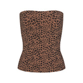 COTTON JERSEY TUBE TOP | SIENNA NATURAL LEOPARD FLAT ON A WHITE BACKGROUND | FLT