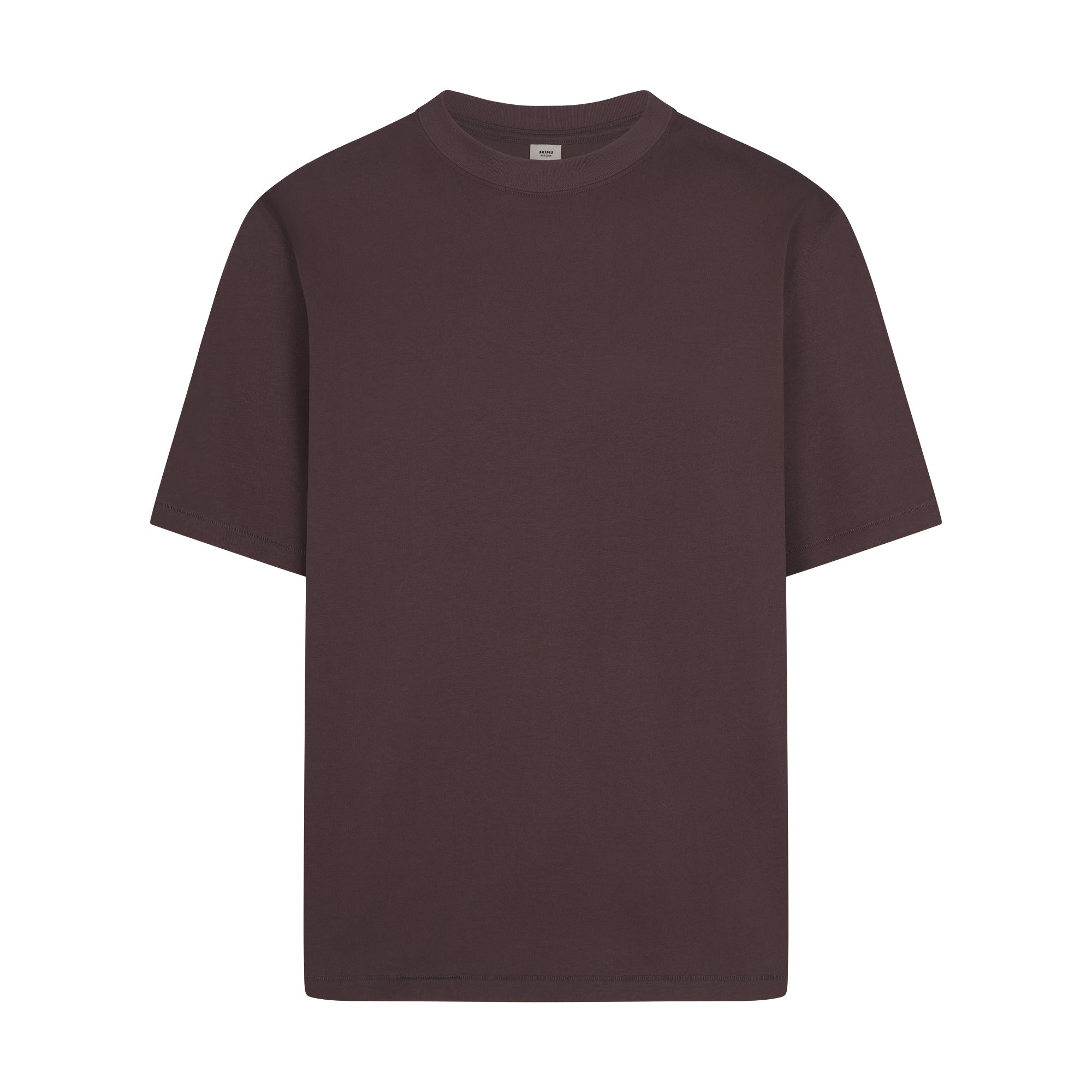 HEAVYWEIGHT COTTON MENS RELAXED T-SHIRT | RAISIN FLAT ON A WHITE BACKGROUND | FLT