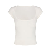 COTTON JERSEY SCOOP NECK T-SHIRT | MARBLE