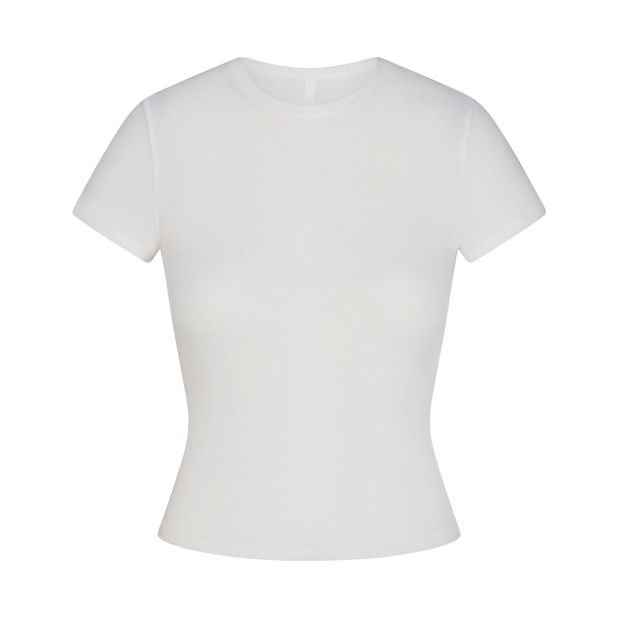 SHEER RIB T-SHIRT | SNOW FLAT ON A WHITE BACKGROUND | FLT
