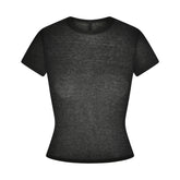 SHEER RIB T-SHIRT | SOOT FLAT ON A WHITE BACKGROUND | FLT