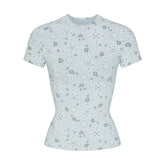 COTTON JERSEY T-SHIRT | POWDER BLUE BANDANA FLAT ON A WHITE BACKGROUND | FLT