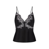 SILK LACE CAMI | ONYX FLAT ON A WHITE BACKGROUND | FLT