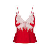 SILK LACE CAMI | RUBY CONTRAST FLAT ON A WHITE BACKGROUND | FLT