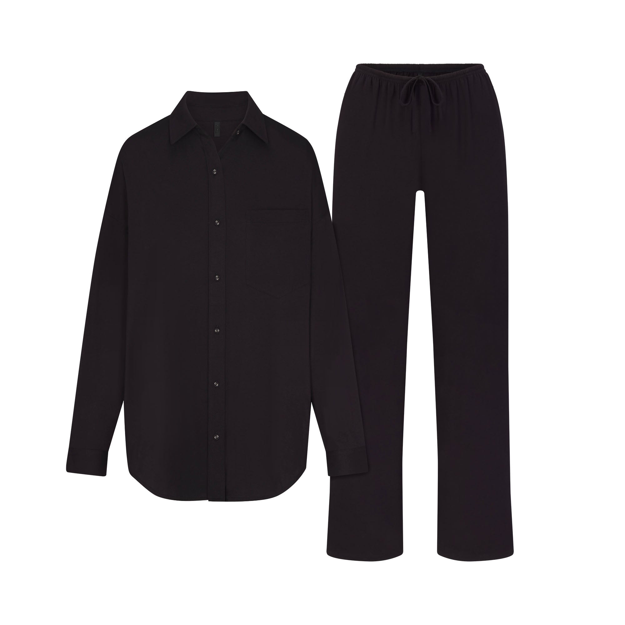 ORGANIC COTTON SLEEP LONG SLEEVE SET | OBSIDIAN FLAT ON A WHITE BACKGROUND | FLT