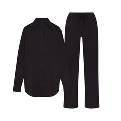 ORGANIC COTTON SLEEP LONG SLEEVE SET | OBSIDIAN FLAT ON A WHITE BACKGROUND | FLT