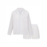 COTTON POPLIN SLEEP LONG SLEEVE AND BOXER SET | SNOW CONTRAST LAYS FLAT ON A WHITE BACKGROUND | FLT