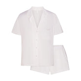 ORGANIC COTTON SLEEP SHORT SLEEVE SET | SNOW FLAT ON A WHITE BACKGROUND | FLT