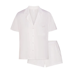 ORGANIC COTTON SLEEP SHORT SLEEVE SET | SNOW FLAT ON A WHITE BACKGROUND | FLT