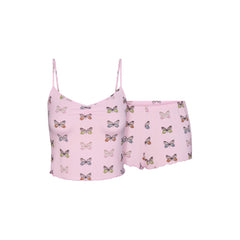 SKIMS SLEEP CAMI SET | PEONY BUTTERFLY PRINT FLAT ON A WHITE BACKGROUND | FLT