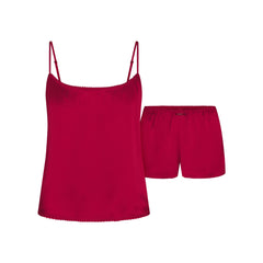 WOVEN SHINE CAMI AND SHORT SLEEP SET | BRICK FLAT ON A WHITE BACKGROUND | FLT