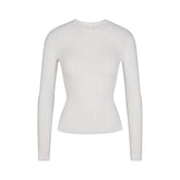 SHEER RIB LONG SLEEVE TOP | SNOW FLAT ON A WHITE BACKGROUND | FLT