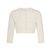 REFINED KNIT CROPPED CARDIGAN | EGRET FLAT ON A WHITE BACKGROUND | FLT