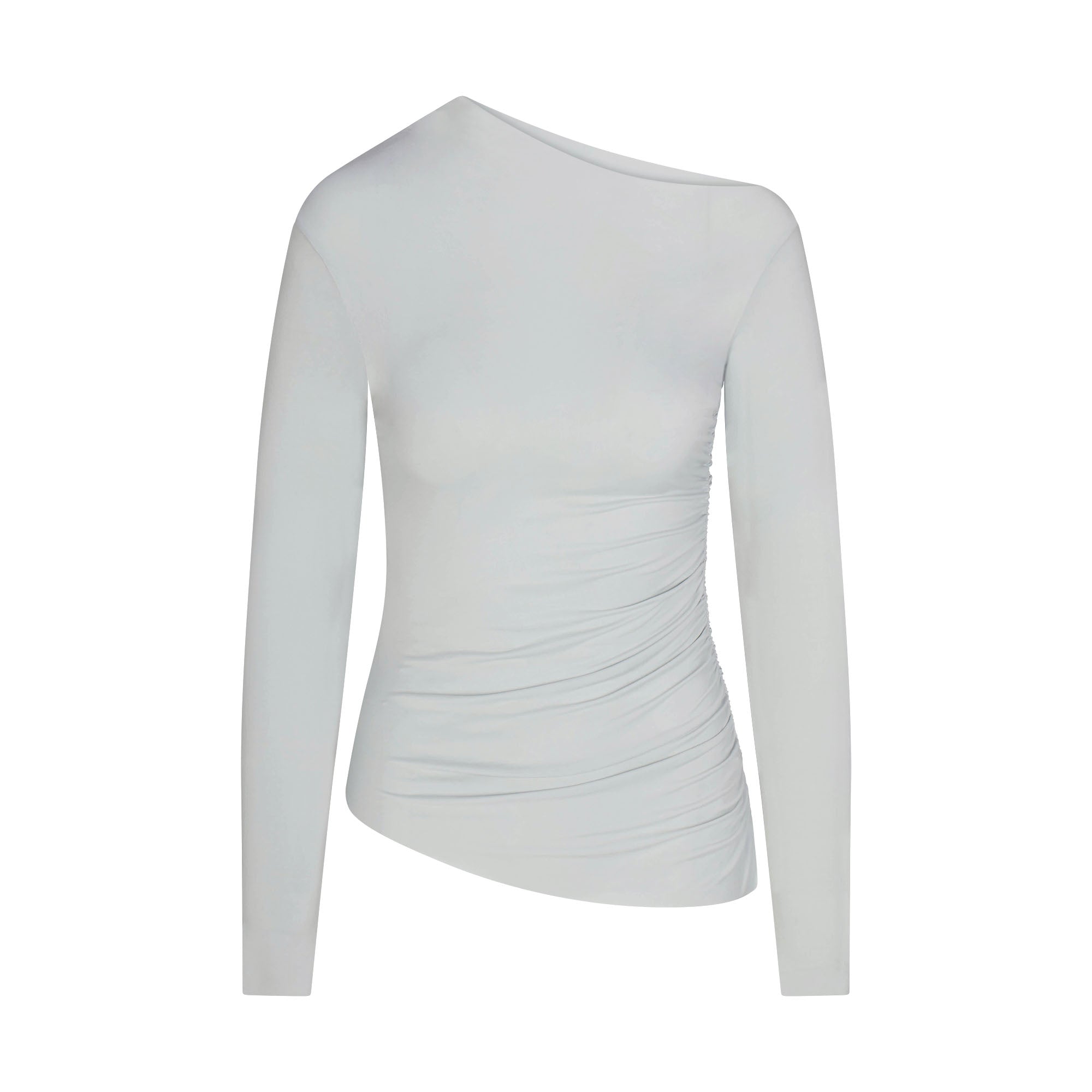 CUPRO JERSEY ASYMMETRICAL TOP | PEARL FLAT ON A WHITE BACKGROUND | FLT