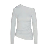 CUPRO JERSEY ASYMMETRICAL TOP | PEARL FLAT ON A WHITE BACKGROUND | FLT