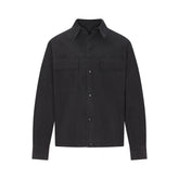 WOVEN MENS BUTTON UP TOP | ONYX FLAT ON A WHITE BACKGROUND | FLT