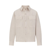 WOVEN MENS BUTTON UP TOP | STONE FLAT ON A WHITE BACKGROUND | FLT