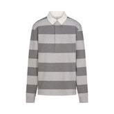 BOYFRIEND FLEECE OVERSIZED POLO | GREY HEATHER MULTI & LAYS FLAT ON A WHITE BACKGROUND | FLT