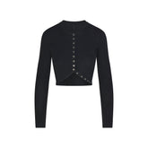 ESSENTIAL SWEATERS WRAP SWEATER | ONYX FLAT ON A WHITE BACKGROUND | FLT