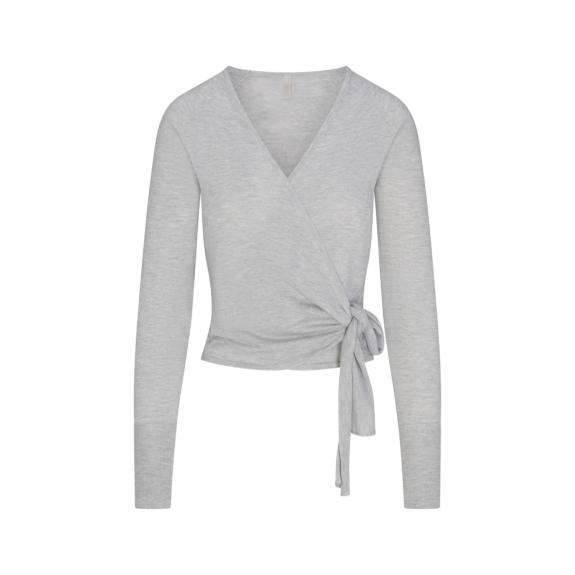 ESSENTIAL SWEATERS ROUNDED CARDIGAN | MID HEATHER GREY FLAT ON A WHITE BACKGROUND | FLT