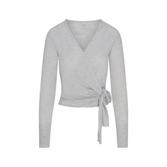 ESSENTIAL SWEATERS ROUNDED CARDIGAN | MID HEATHER GREY FLAT ON A WHITE BACKGROUND | FLT